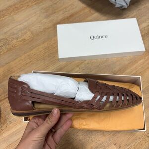 Quince Flat Brandy 100% Leather Huarache Flat